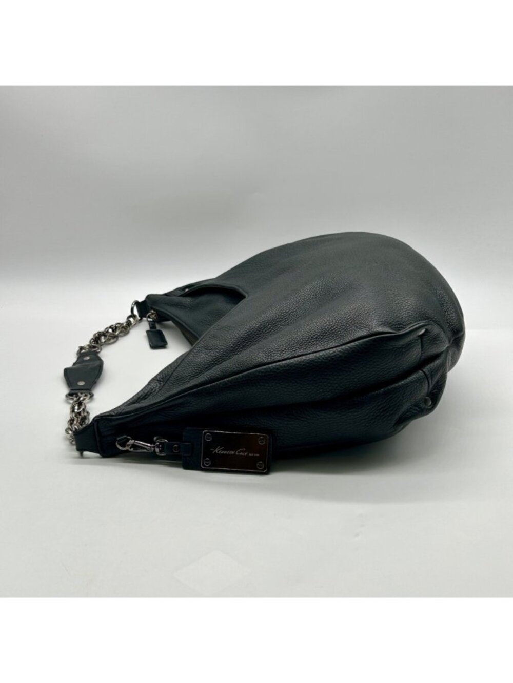 Kenneth Cole Black Pebbled Leather Slouch Hobo Bag - Picture 3 of 11